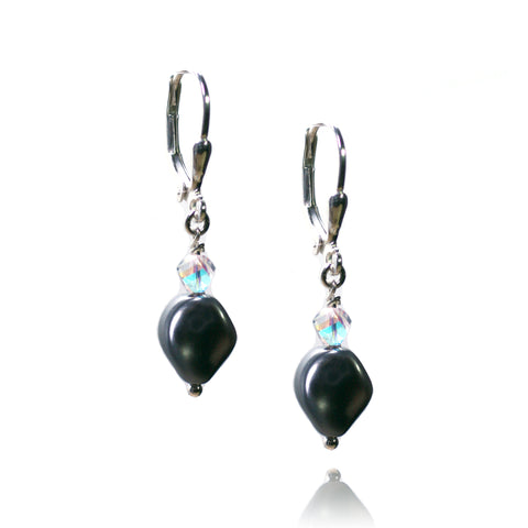 Victoria Dark Grey Pearl Earrings