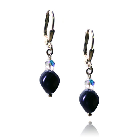 Victoria Dark Purple Pearl Earrings